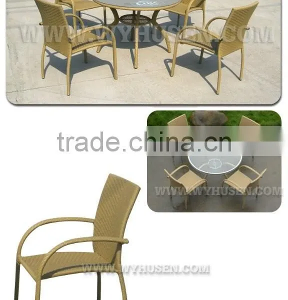 Aluminum Frame Rattan Coffee Set With Round Table photo-2
