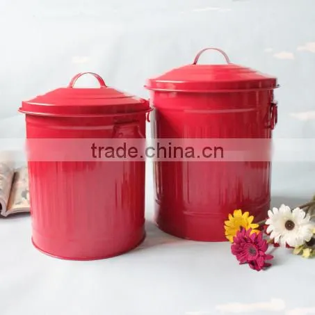 75L Large Vintage Galvanized Metal Trash Can Garbage Bin Waste Bin With Handle photo-4