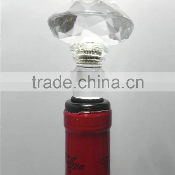 LED Plastic Clear Crystal Manufacture Diamond Wine Bottle Stopper photo-3