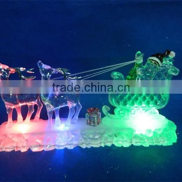 New Style Led Rbg Light Acrylic Artificial Christmas Raindeer With Santa