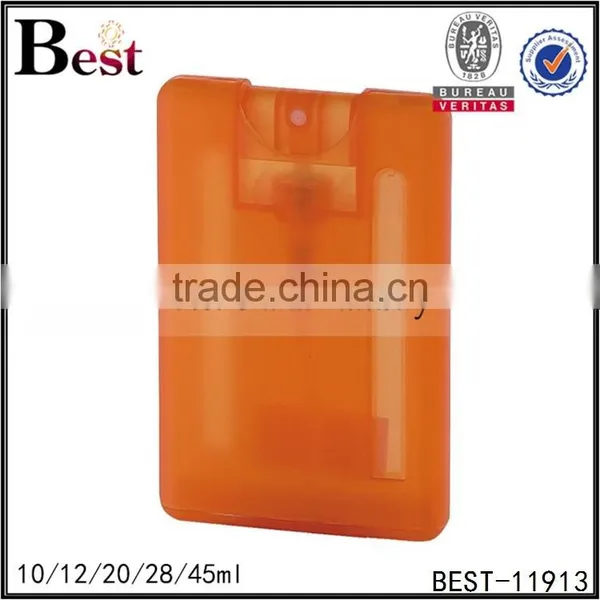 2017 Hot New Products Cosmetic 10ml 20ml 45ml Orange Credit Card Perfume Bottle Plastic Cover Spray Glass Bottle Perfume