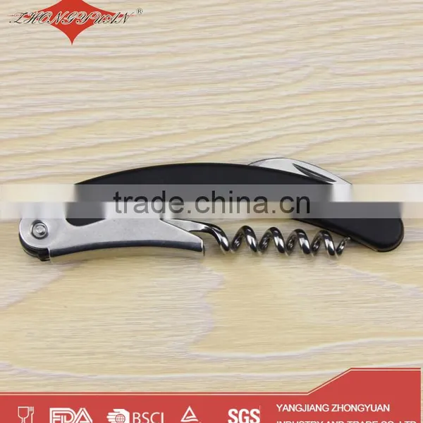 Black Plastic Corkscrew Wine Opener With Knife photo-2