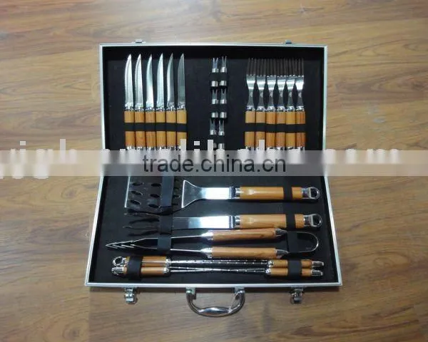 19pcs Stainless Steel Bbq Tool Set With Wooden Handle photo-2
