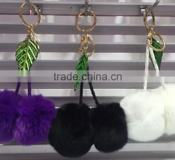 Fashion 6cm Rabbit Fur Key Ring K024-008 photo-3