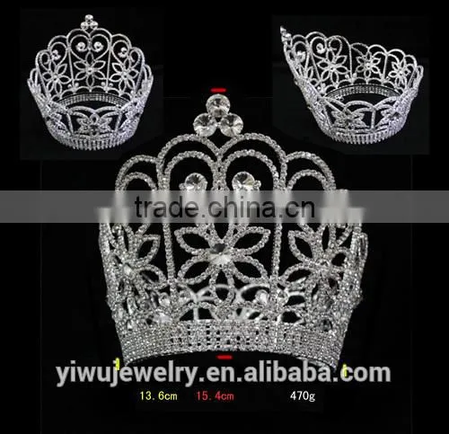 Fashion Crystal Silver Plated Full Round Princess Crown for Girls photo-2