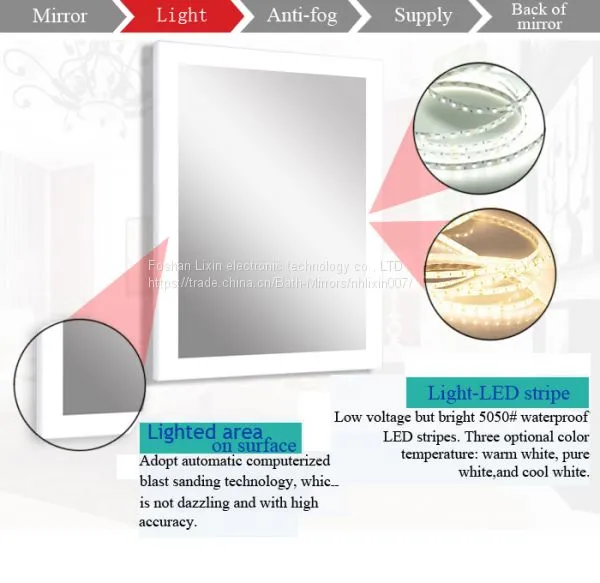 LED Light up Mirrors , Backit Mirrors With Heating Pad for Anti Fog photo-3