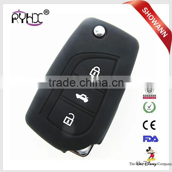 3 Buttons Folding Car Key Case Silicone Flip Car Key Cover for Toyota Corolla Crown RAV4 photo-6