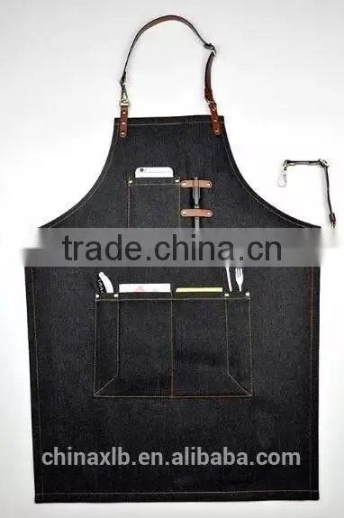 High Quality Personalized Logo Custom Baker Cotton Denim Apron With Nylon Strap photo-2