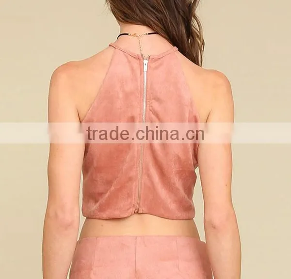 Two Piece Set Women Outfits 2017 With Embroidered Tank Top and Short photo-2