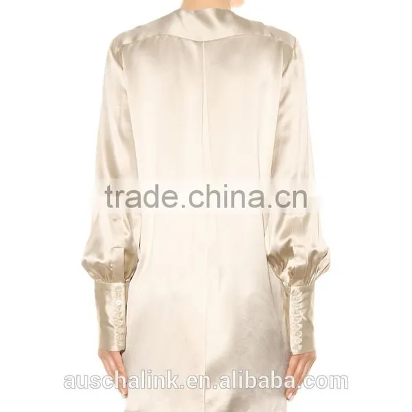 2016 Hot Sale Silk Satin Blouse Fashion Designs OEM Service photo-2