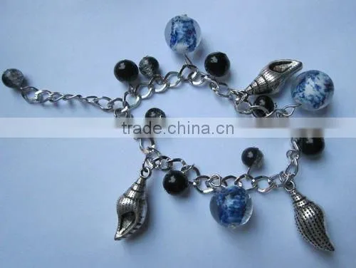 Conch Charm With Glass Beads Bracelet