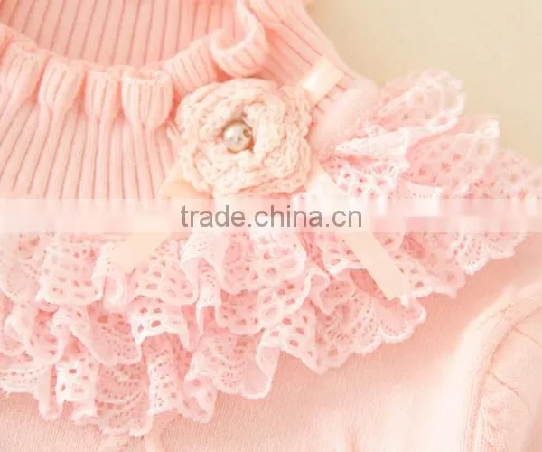 Baby Girls Sweater/kids Sweater/lace Cotton Sweater 3 Color photo-2