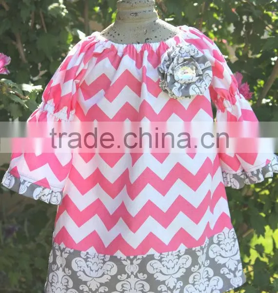 Fancy Christmas Chevron Material Baby Girls Frocks Christmas Dress For Gilrs' Dresses photo-3