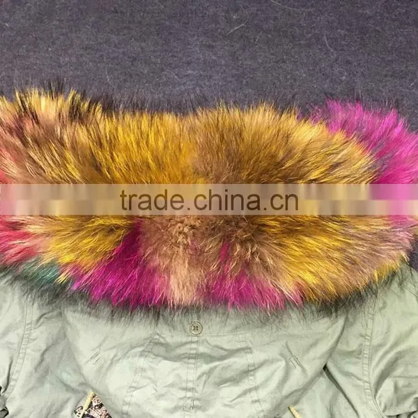 Myfur Customized Random Color Big Raccoon Fur Hood Patchwork Fur Lining Ladies Parka photo-4
