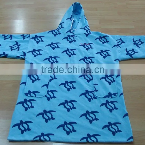 Printed Velour Bathrobe Poncho