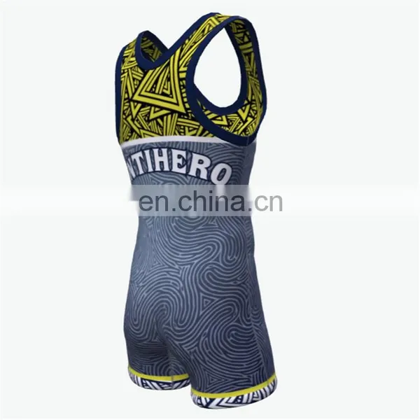 Custom Brand Sublimation Printing Design Wrestling Jersey Singlet photo-3