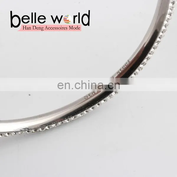 Fashion Leather Braid Titanium Steel Bracelet With Rhinestone photo-5