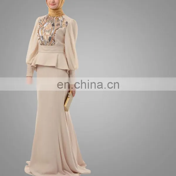 2016 Wholesale Jubah Malaysia Beaded Fashion Muslim Design Fancy Appliqued Muslim Jubah Baju Kurung Malaysia photo-2
