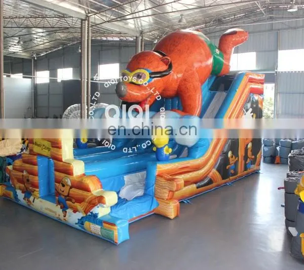 Inflatable Bear Camp Toboggan / Special Design Gonfiabile Water Slide With Pool photo-6