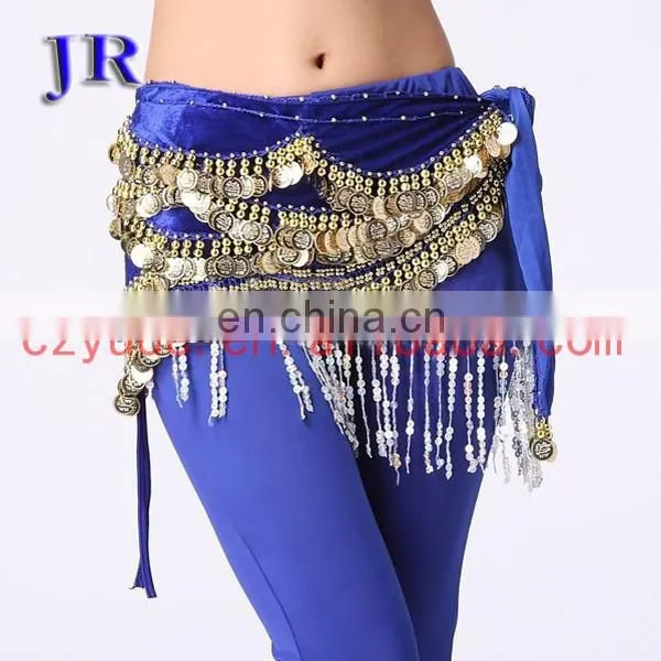 Egyptian Style Professional Gold Coins Velvet Belly Dance Hip Scarf Y-2006# photo-4