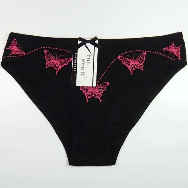 Yun Meng Ni Sexy Underwear Wasit Butterfly Print Briefs Breathable Cotton Women's Panties Lingerie photo-5
