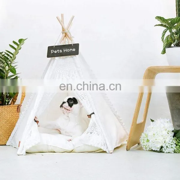 Hot Sale Canvas Dog Bed Pet Teepee Portable Dog Tent With Washable Fabric New Design Dog House photo-6