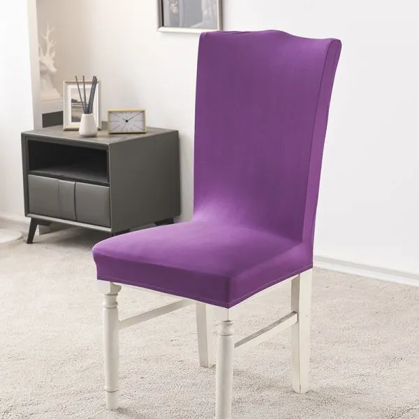 Burgundy Brushed Stretch Dining Room Chair Covers Soft Removable Dining Chair Slipcovers photo-3