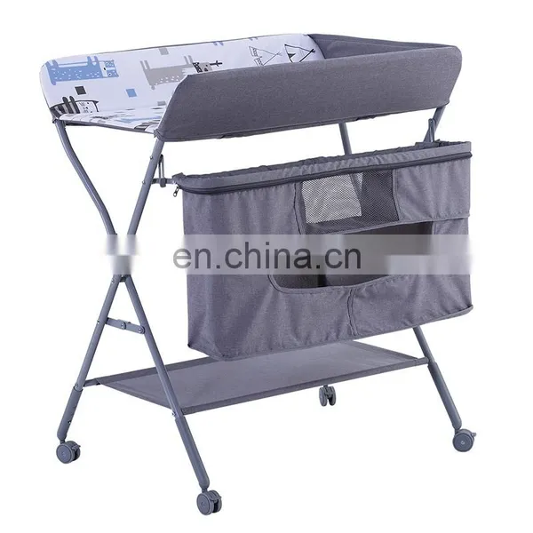 ASTM F2388 EN12221 Manufacture Folding Diaper Changing Table Station and Baby Bed