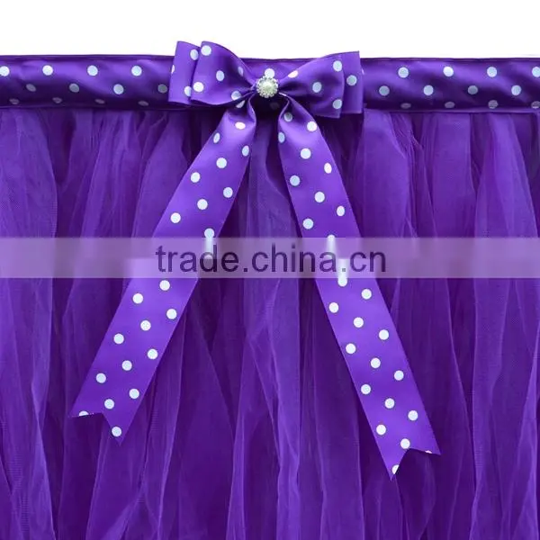 Slumber Party Tutu Tulle Table Skirt Cover Purple SD103 photo-4