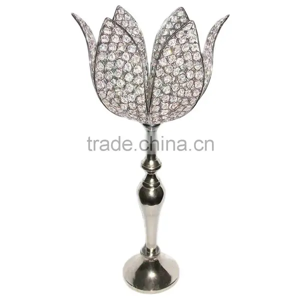 Wedding Candelabra, 9 Crystal Ball Candelabra With Hanging Crystals In Chrome Finish photo-5
