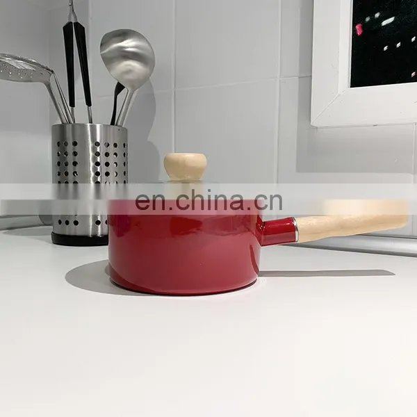 Poland Small Colorful Flower Pattern Kitchen Dual Purpose Enamel Milk Pot photo-3