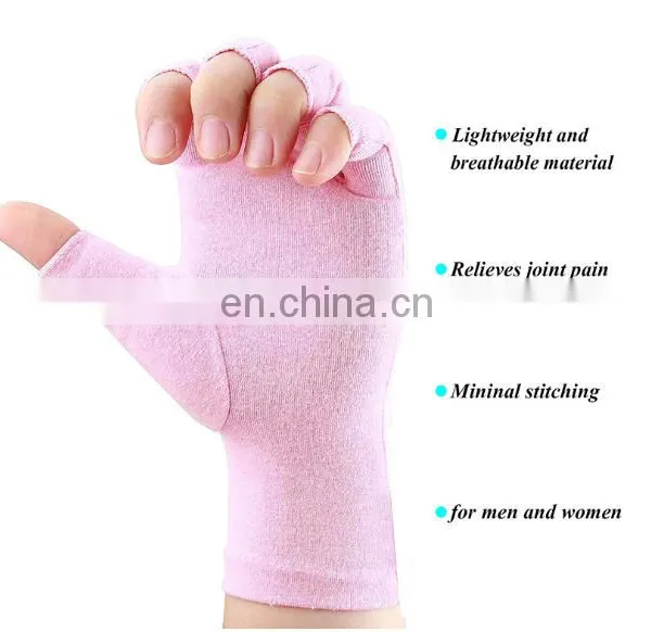 Fingerless Therapy Cotton Spandex Compression Arthritis Gloves photo-2