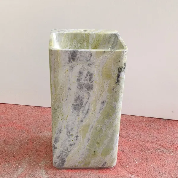 Hot Selling Modern Marble Stone Sink Pedestal Luxury Basin Bathroom Hand Wash Basin With Pedestal Square-shaped Marble Sink Home photo-5