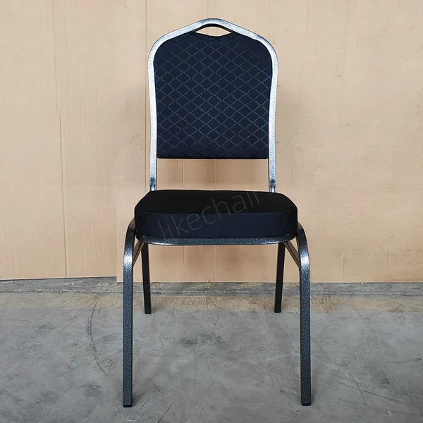 Factory Price Popular Fabric Black Comfortable Banqurt Chair With Metal Legs Stackable Wedding Hotel Banquet Chairs