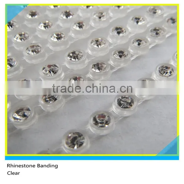 Plastic Rhinestone Cup Chain Sew on Black Banding Ss16 4mm Crystal 130 Pcs 10 Yards photo-5