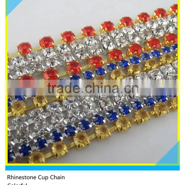 Sew on Crystal Cup Chain Sapphire Pointback Rhinestone Chain Roll 10 Yards photo-5