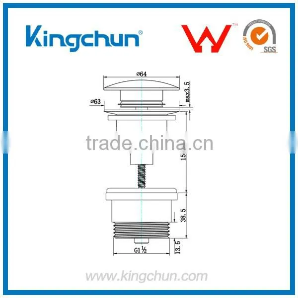 Sanitary Supplies Watermark Basin Waste Wash Drain Pop up Chrome Plated With Overflow(K328-D) photo-2