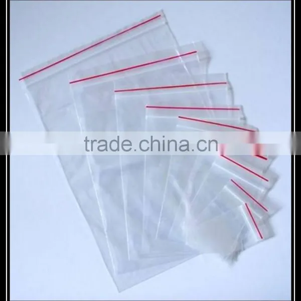 Wholesale Custom Printed Cheap PE Transparent Zip Lock Plastic Bag With Read Line