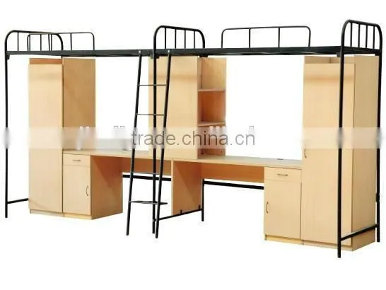 Modern Cheap School Furniture MetalDormitory Bed With Computer Desk And Wardrobe