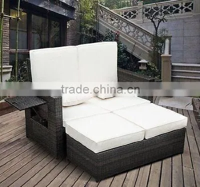 Outdoor Wicker Rattan Reclining Love Chair Seats photo-3
