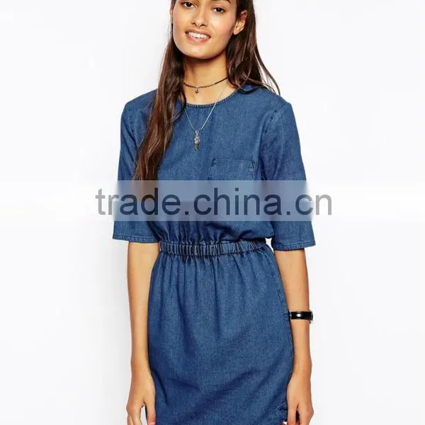 2015 New Arrival Elegant Woman Dress Cheap Wholesale Denim Dress Fashion Slim Jean Dresses photo-3