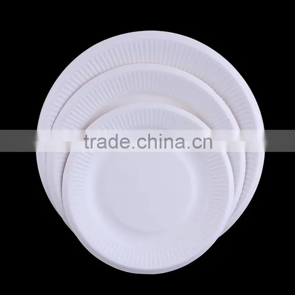 Degradeable 6"/7"/8" Round White Paper Plates Tableware