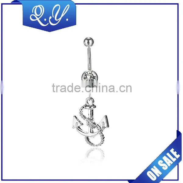 2016 Sterile Stainless Steel Navel Belly Ring Anchor Shaped Belly Bars