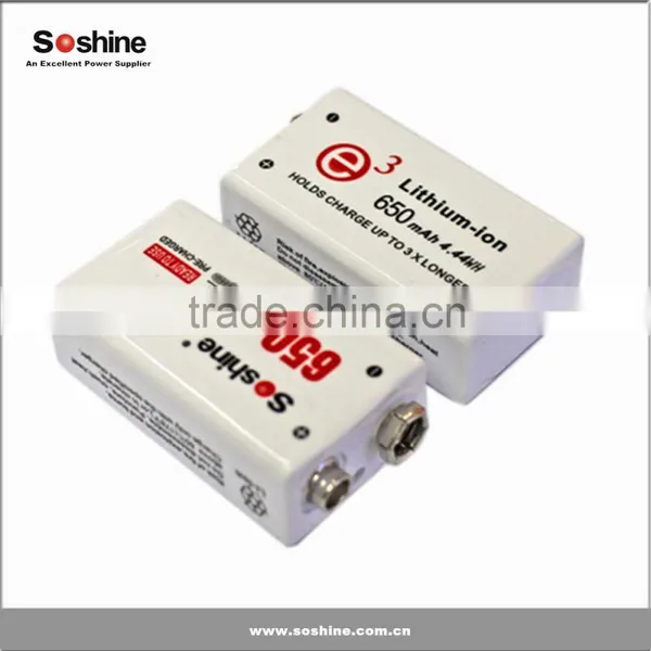 Hot Selling New Soshine 9V 7.4 Volt Lithium Ion 650mAh Rechargeable Battery photo-2