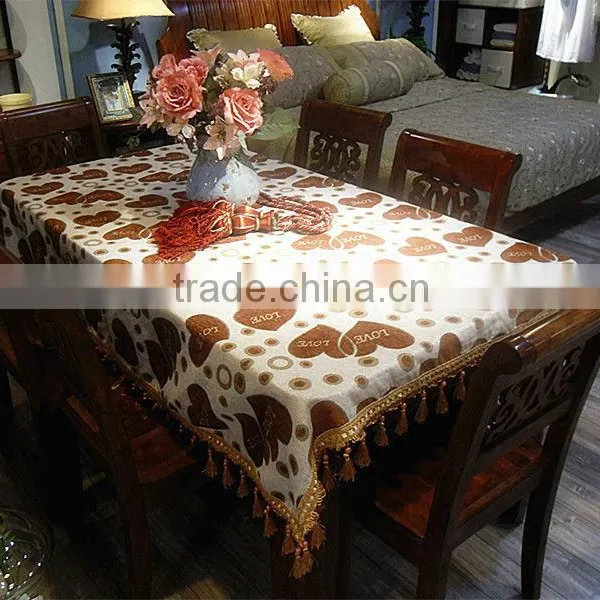Handmade Fancy Jacquard Chenille Cotton Table Cloth With Fringe photo-2