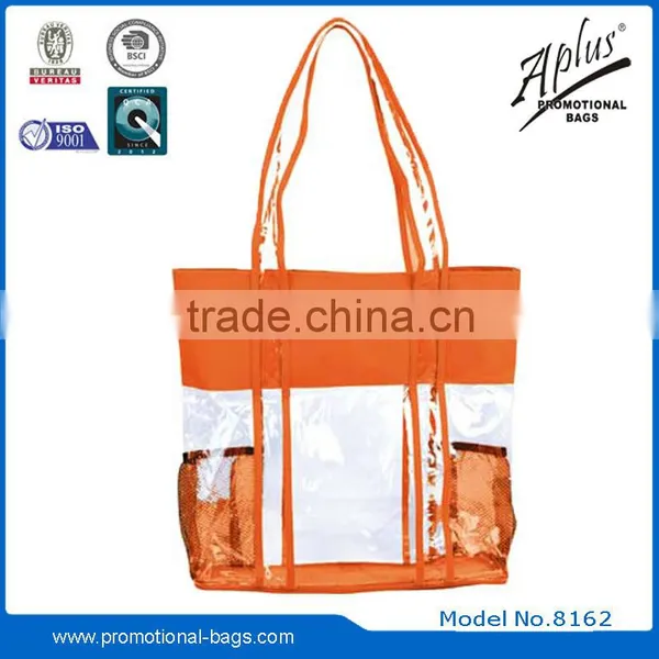 Clear PVC Custom Tote Bag With Two Side Mesh Pockets photo-4