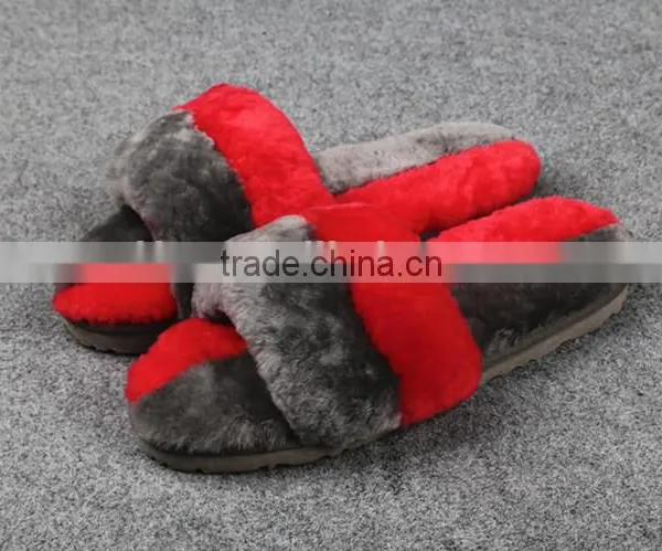 Many Colors Soft Warm Two Tone Sheared Rex Rabbit Fur Slipper photo-6