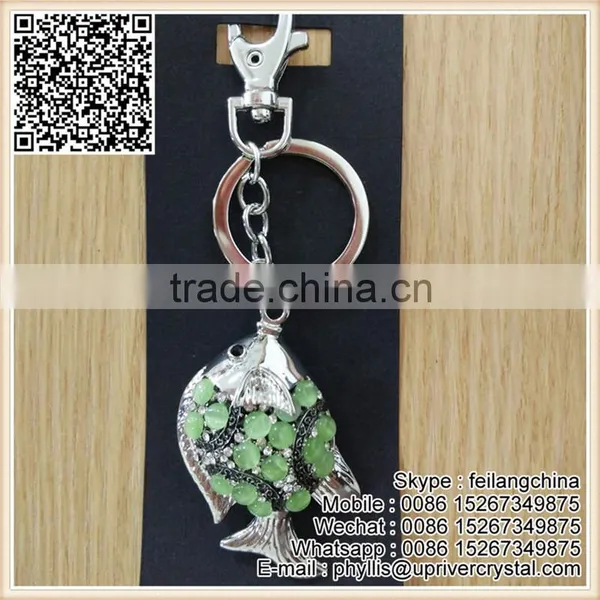 Best Sale Cheap Keychain Jewelry Souvenir Green Fish Key Ring For Promotion photo-3