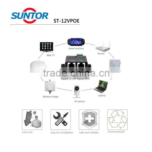 Factory Price 10/100M 2 Port 802.3af DC12-18v Output POE Injector photo-6