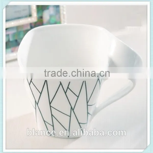 Ceramic Oblique Mug With Different Horizontal Rim Coffee Cup photo-2